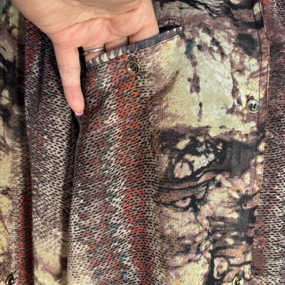 Vintage Alberto Makali Abstract Print Tie-Front Button-Up Blouse Size L - Picture 5 of 10